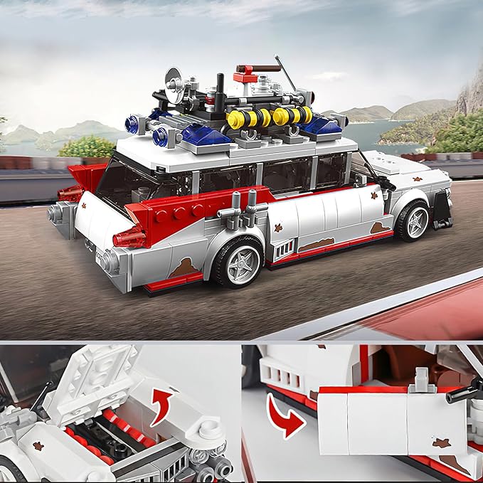 HI-REEKE Buster ECTO-1 Building Kit for Adult, Ghost Speed Champion Car Creator Building Blocks Toy Set Creator-605PCS