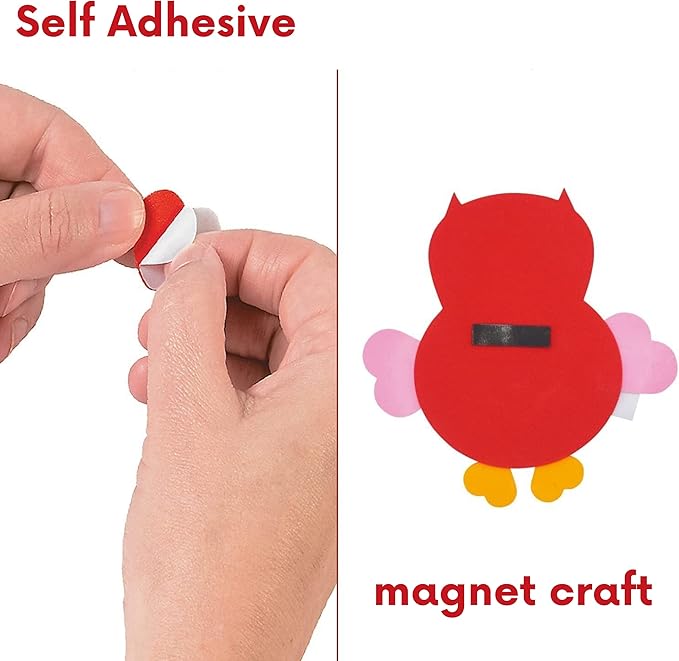 Valentines Day Owl Magnet Craft for Kids (12 Pack) Foam Valentines Day Craft for Kids Classroom DIY Activity Bulk, Individually Wrapped by 4E's Novelty