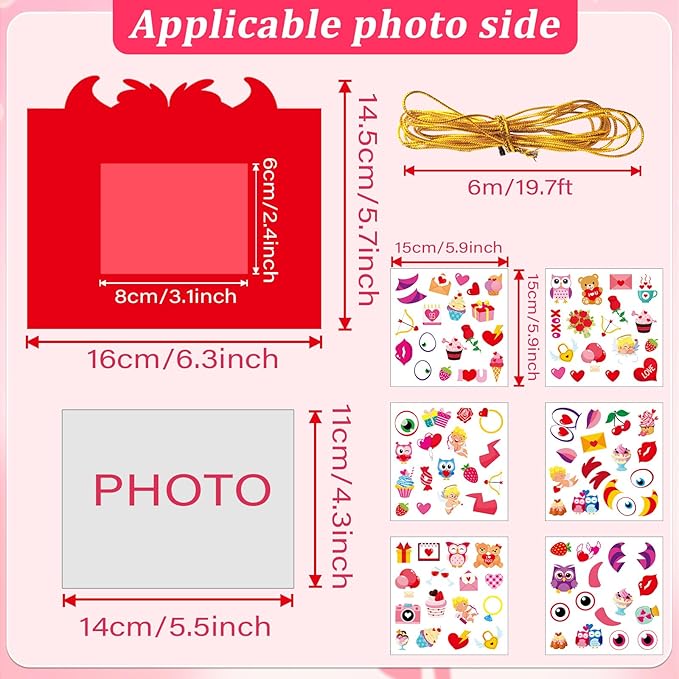 36 Pcs Valentines Day Picture Frame Craft Kits with Easel Valentine 's Day Monster Craft Arts Valentines DIY Monster Photo Frame Crafts for Kids for Fun Home Class Kindergarten Party Art Activity