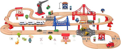 Battery Operated Locomotive Train for Wooden Tracks, Motorized Train Toys for Toddlers, Trains Accessories Compatible with Thomas, Brio, Chuggington, Melissa and Doug (Battery Not Included)