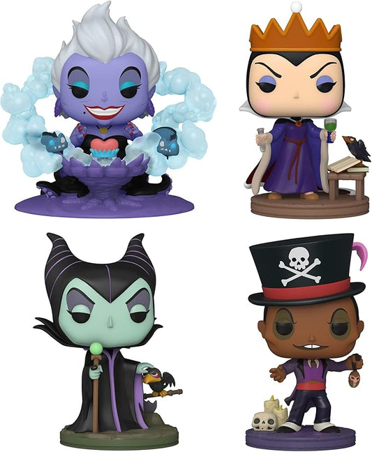 Funko POP! Disney: Villains Collectors Set - 4 Figure Set: Ursula on Throne (Deluxe), Doctor Facilier, Maleficent, & Evil Queen Grimhilde