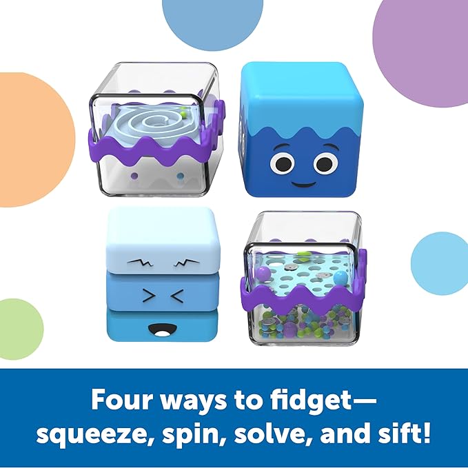 Learning Resources Cool Down Cubes Sensory Fidget Set, Fidgets for Kids, Sensory Toys for Toddlers, Fidgets for Classrooms, Easter Basket Toys, Ages 3+,5 Pieces