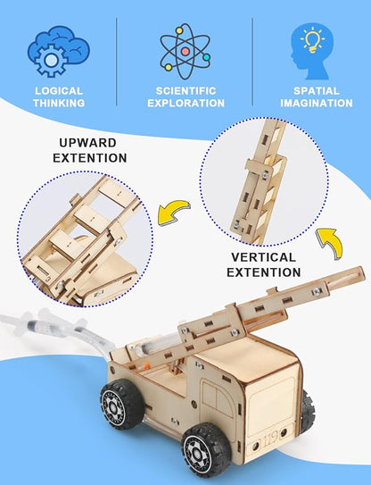 Poraxy 5 Set STEM Kits for Kids Ages 8-10, Model Car Kits, Wooden 3D Puzzles, Educational Science Experiment Kits, Building Toys for Ages 8-13, Gifts for Boys and Girls 7 8 9 10 11 12 13 Year Old