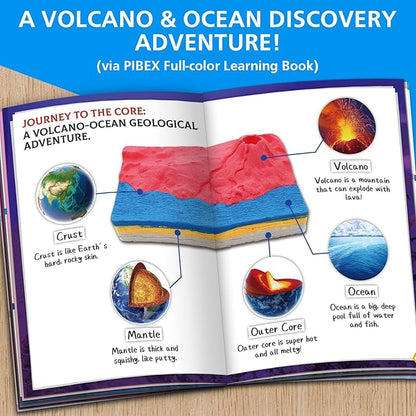 Volcano & Ocean Fossil Dig Kit, Dig up 20+ Real Fossils, Rocks, Shells & Sea Snails with Eruption Experiments, Earth Science Geology Kit for Kids, STEM Toy Gift for Boys & Girls Age 6-8-12