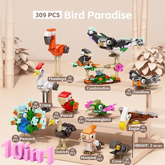 Party Favors for Kids - 20 Pack 583PCS Animals Building Blocks Toy Set for Birthday Valentines Easter Christmas Classroom Prizes Goodie Bag Fillers Stocking Stuffers Gifts for Kids Boys Girls 6-12+