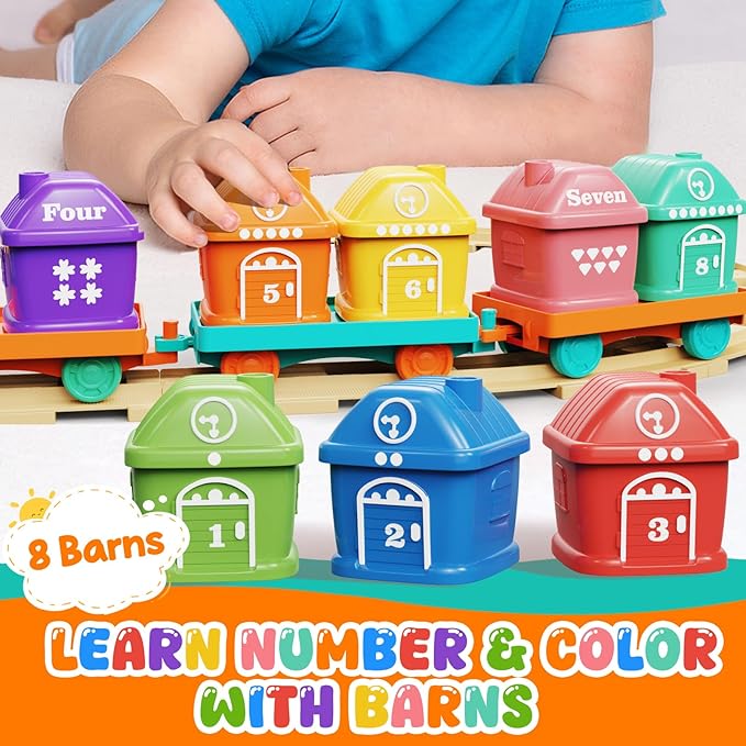 Toddler Boy Girl Toys 1-2-3, Train Set for Toddlers 2-4 with Music & Light, Toys for 1 2 3 Year Old Boy Girl, Counting Matching Sorting Montessori Learning Toy, 1 2 3 Year Old Boy Girl Birthday Gifts