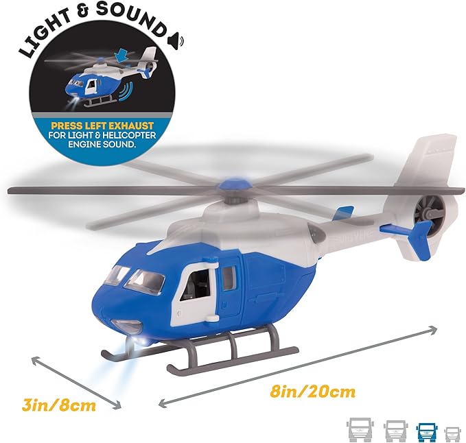 Driven by Battat – Micro 1:24 Scale – Helicopter Toy with Lights and Sound – Open-able Doors – Rescue Helicopter for Kids Age 3+