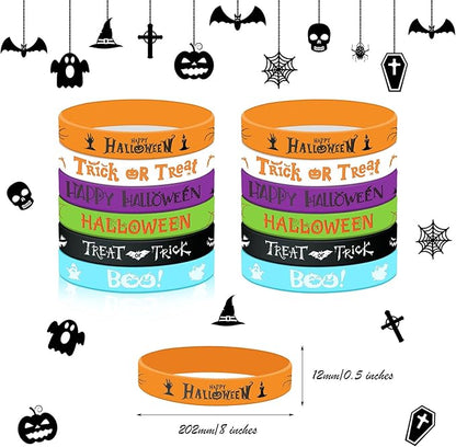 Capoda 100 Pcs Halloween Luminous Silicone Wristbands, Pumpkin Patterns Rubber Bracelets Glow in the Dark, for Kid over 6 Years Halloween Trick or Treat Party Favors Goodie Bag Stuffers Supplies