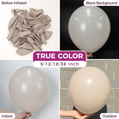 Bezente Cream Balloons Latex Party Balloons - 100 Pack 12 inch Round Helium Beige Ivory Nude Light Brown Tan Boho Neutral Balloons for Graduation Safari Theme Jungle Wedding Party Decorations