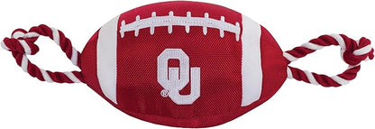 Pets First NCAA Oklahoma Sooners Football Dog Toy, Tough Quality Nylon Materials, Strong Pull Ropes, Inner Squeaker, Collegiate Team Color
