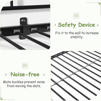 VECELO Twin Over Twin Bunk Bed with Trundle, Convertible Metal Bunkbeds with 2 Ladders and Guardrails, Space Saving, No Box Spring, Black