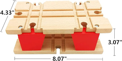 Wooden Train Tracks Accessories Wood Train Tunnel for Railroad Tracks, 2-Level Overpass fits for All Railway Tracks System
