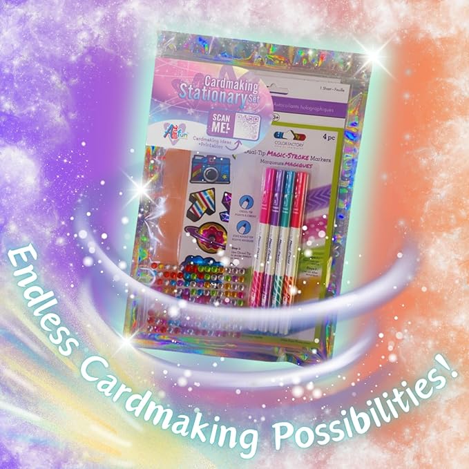 Card Making Kit for Kids - Stationary Set for Girls Foil Art for Girls 8-10 Card Making Kit for Adults with Fun Foil Stickers Foil Fun Art Kit for Kids Pen Pal Kit Stationary for Girls Unicorn Gifts