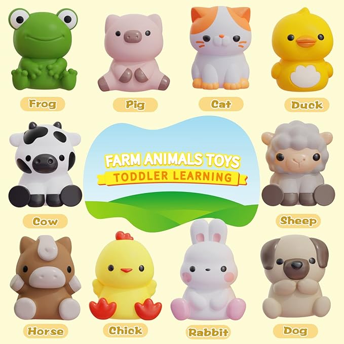 Learning Toys for 1 2 3+ Year Old Toddlers, 20pcs Farm Animals Barn Toys Finger Puppets for Kids,Montessori Counting Matching & Color Sorting Toy Set,Easter Christmas Birthday Gift for Baby Boys Girls