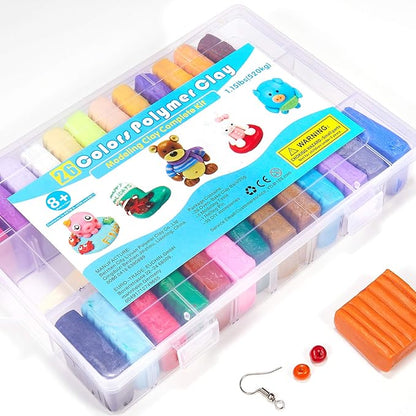Polymer Clay Kit - 26 Colors Oven Bake Modeling Clay, Safe & Non-Toxic, Craft Gift for Kids. 0.7oz/Color