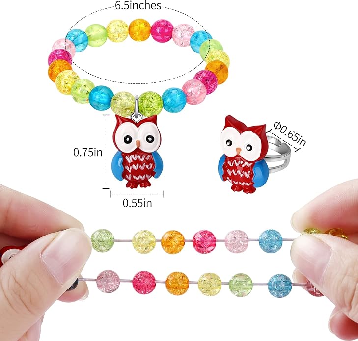 Mermaid Unicorn Bracelet Ring Set Girls Butterfly Bracelets Little Girls Ring Set Toddler Girls Jewerly Bracelets and Rings for Birthday Party Favors-12Pcs