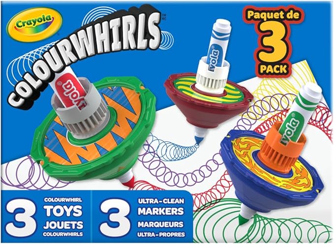 Crayola Colourwhirls (3ct), Spin Art Toy, Spinning Top Toy for Kids, Arts & Crafts Kit, Gift for Boys & Girls, Ages 6, 7, 8