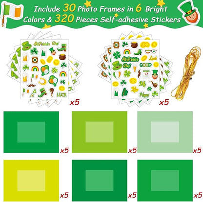 chiazllta 30 Packs St. Patricks Day Picture Frame Craft Kits for Kids St. Patricks DIY Craft Art St. Patrick Day Party Decoration Favor Home Classroom Game Activities