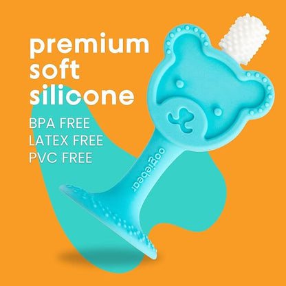 oogiebear Infant-to-Toddler Training Teether Toothbrush - 0-2 Years - 360° Soft Silicone, Promotes Safe Brushing, Baby & Kids Health - Teddy Bear Design Oral Care - 1 Unit
