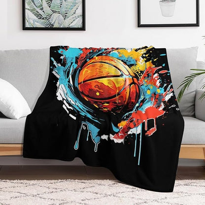 Basketball Throw Blanket - Soft Flannel Sports Basketball Blankets for Girls Boys Kids Pet Basketball Lovers - Warm Basketball Throw Blankets for All Season Sofa Lap, Chair - 40"x30"