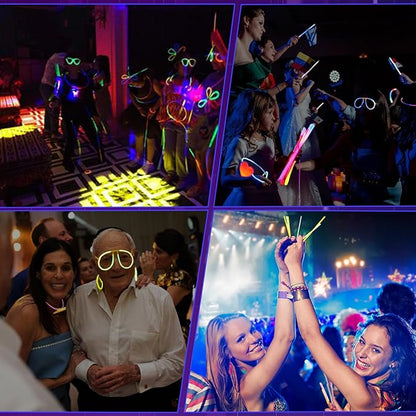 Glow in the Dark Party Supplies,243pcs Glow Party Favors Light Up Toys with Glasses Hair Clips Rave Accessories,100 Glow Sticks Bulk,for Glow Party Raves Birthday