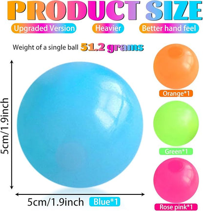 4Pcs Glow in The Dark Sensory Balls, Upgraded Glowing Sticky Balls Stick to The Ceiling, Stress Relief Sensory Ball Toys for Adults & Kids, Stocking Stuffers, Asmr Cool Stuff & Party Favors