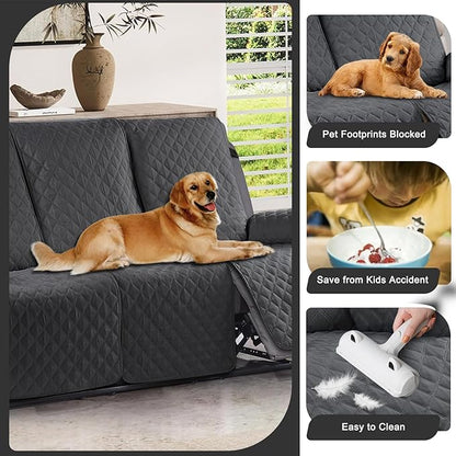 Waterproof Recliner Sofa Cover for 3 Cushion Couch,Nonslip Recliner Sofa Slipcover with Elastic Band,Furniture Protector Sofa Cover for Living Room,Bedroom(3 Cushion Sofa,Dark Gray)