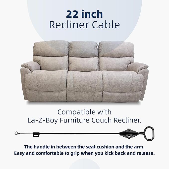 Ximoon Recliner Cables Pull Handle Compatible with Laz boy Sectional Sofa, 22 inch Recliner Cable D Ring Counch Release Cables for Lazyboy Recliner Replacement Parts
