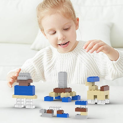 300 Pcs Classic Building Bricks, Fully Transparent Bulk Bricks,Compatible with Major Brands Parts and Pieces, Creative Building Block Toys for Boys Girls Ages 6 7 8 9 10 Year Old