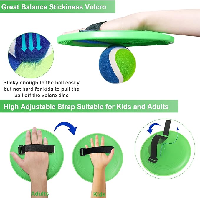 Jalunth Ball Catch Set Game Toss Paddle - Beach Toys Back Yard Outdoor Games Pool Backyard Target Throw Catch Sticky Set Age 3 4 5 6 7 8 9 10 11 12 Years Old Boys Girls Kids Easter Gifts Blue