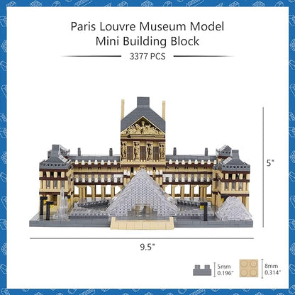 Architecture Louvre Micro Building Blocks Set, 3377 PCS World Famous Architectural Model Educational Toys Building Bricks