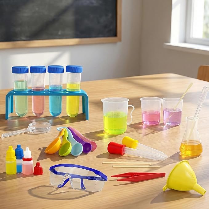 33PCS Lab Science Experiments for Girls and Boys Learning Kits for Junior Chemistry Beakers and Test Tubes Fun Experiments for Students Activities Science Project Classroom Gift for Curious Minds