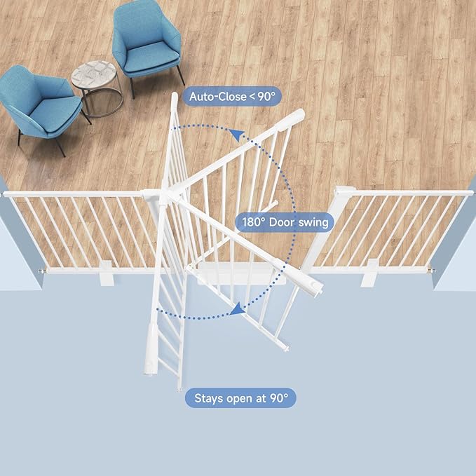 Baby Gate for The House Indoor/Outdoor, Retractable Baby Gate for Stairs, Dog Gate for Doorways Hallways, Extra Tall Child Safety Gate Extends Up to Extra Wide, Easy Fit Pet Gate.
