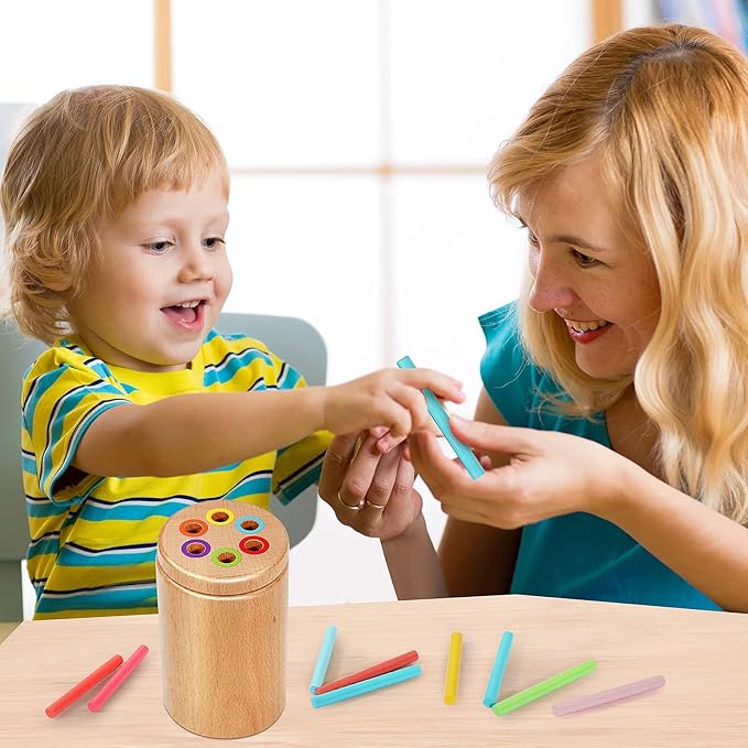 Montessori Toys for 1-3 Year Old, Travel Toys for Toddlers Wooden Color Sorting Stacking Toy for 18+ Month Old Boys Girls Learning Gift for 2-4 Year Old Kids Birthday Easter Basket Stuffers