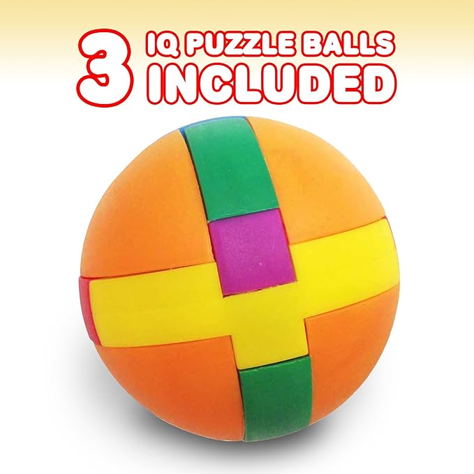 IQ Challenge Set, Fun Puzzle Balls with Free Colorful Instruction Guide by Gamie, Party Games, Fidget Brain Teaser Puzzles, Includes 12 Fun and Challenging Puzzle Balls, Great Educational Toy for Kids