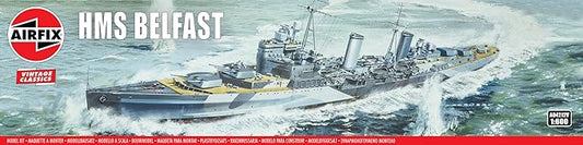 Airfix Ship Model Kit Vintage Classics - A04212V HMS Belfast, Plastic Watercraft Model Kits for Adults & Kids Ages 8+, Skill Level 3, 1:600 Scale WW2 Warship Models, Miniature Battleship Navy Gifts