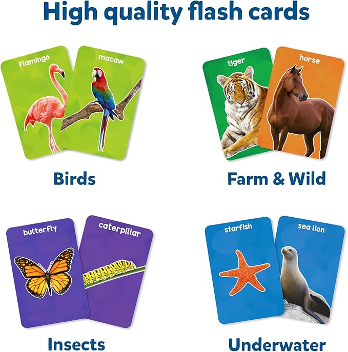 Skillmatics Thick Flash Cards for Toddlers - First 100 Animals, Montessori Toys & Educational Games, Preschool Learning for Kids Ages 1, 2, 3, 4 Years