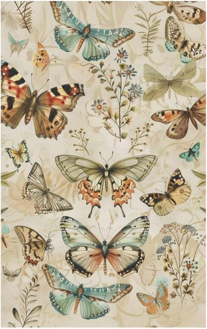 Retro Butterfly Recliner Headrest Cover Fabric Sofa Headrest Slipcovers Pet Scratch Resistant Couch Headrest Covers Furniture Protector for Home Couch Loveseats Decoration Set of 2