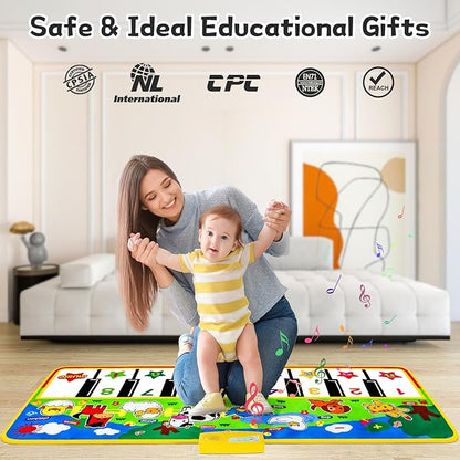 Piano Mat - 53" x 23" Musical Mat 8 Animals Sounds Dance Mat for Kids Touch Play Dancing Mat Toy Gifts for 1 2 3 4 5 6 Year Old Girls Boys