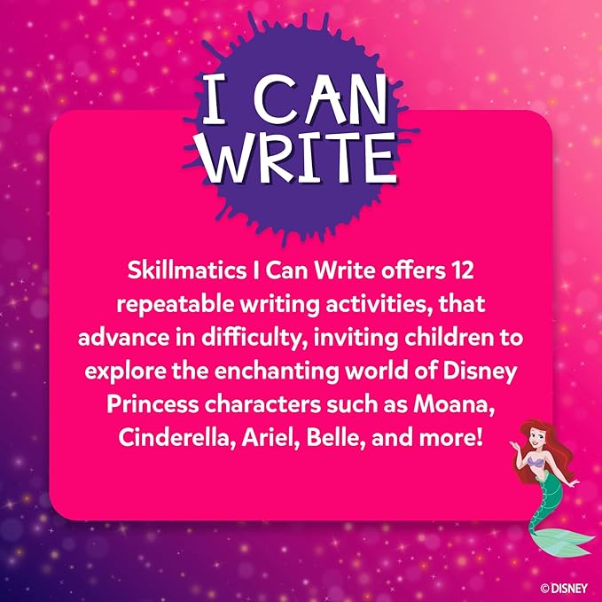 Skillmatics I Can Write Disney Princess - Reusable Preschool Learning Activities, Educational Toys & Games, Handwriting Aids, Back to School Supplies, Gift for Students, Kids, Toddlers Ages 3, 4, 5, 6
