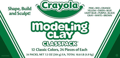 Crayola Modeling Clay Classpack (24 Packs), Bulk Modeling Clay for Kids, 12 Colors, Nontoxic, Classroom Supplies for Kids Arts & Crafts