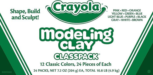Crayola Modeling Clay Classpack (24 Packs), Bulk Modeling Clay for Kids, 12 Colors, Nontoxic, Classroom Supplies for Kids Arts & Crafts