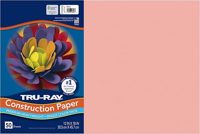 Tru-Ray® Heavyweight Construction Paper, Salmon, 12" x 18", 50 Sheets