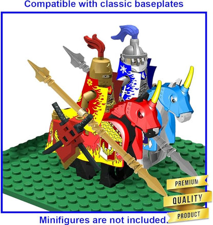 Weapon Pack for Minifigures Accessories Kit Knight Weapons Set Include Horse Carriage Barding Armor Helmet Shield for Ages 5+ Compatible with All Major Brands (Medieval Weapon)