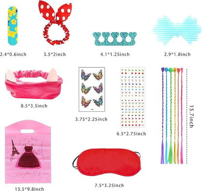 120 PCS Spa Party Favors for Girls Multiple Spa Party Supplies with Nail File Toe Separators Pink Tote Bags Colorful Hair Braids Clips Eye Mask Nail Stickers Butterfly Tattoo Stickers