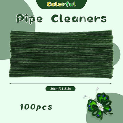 Creative Pipe Cleaners, 100Pcs Pipe Cleaners Crafts Supplies for Festivals Decorations Making, Flowers, Plant Crafts DIY Making/Army Green