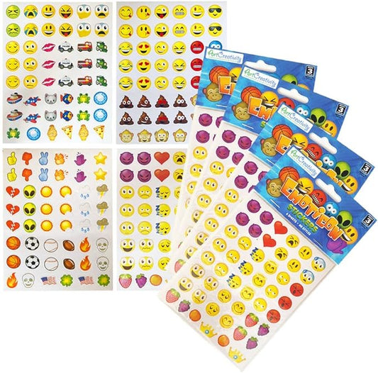ArtCreativity Assorted Emoticon Stickers for Kids, 12 Pack with 72 Sheets and Over 3,000 Stickers, Emoticon Sticker Set for Teacher Classroom Rewards, Art Supplies, Party Favors, Goodie Bag Fillers