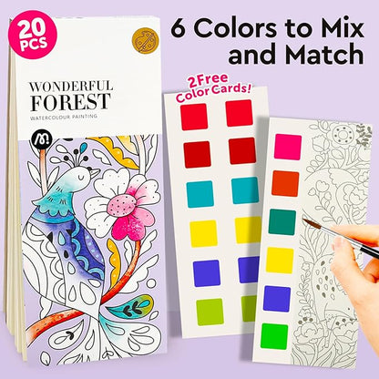 Watercolor Coloring Books for Kids Ages 5-6,8-12,Travel Pocket Water Color Paint Set for Toddlers Party Birthday Thank You Exchange Gift Art and Craft Easter Basket Stuffers for Toddlers