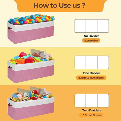 Extra Large Toy Box,150L Foldable Sturdy Toy Storage with Lid,40"x14"x16" Kids Storage Organizer,Toy Chest for Boys&Girls,for Nursery,Bedroom,Playroom,Living Room,Large Capacity Toybox(Pink)