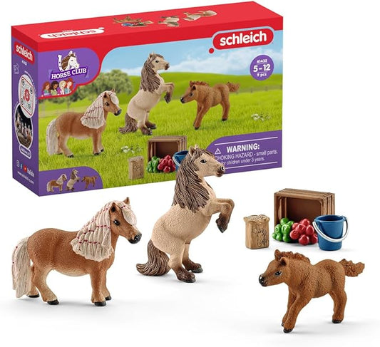 Schleich Horse Club 8-Piece Horse Toy for Girls and Boys Ages 5+, Miniature Shetland Pony Family